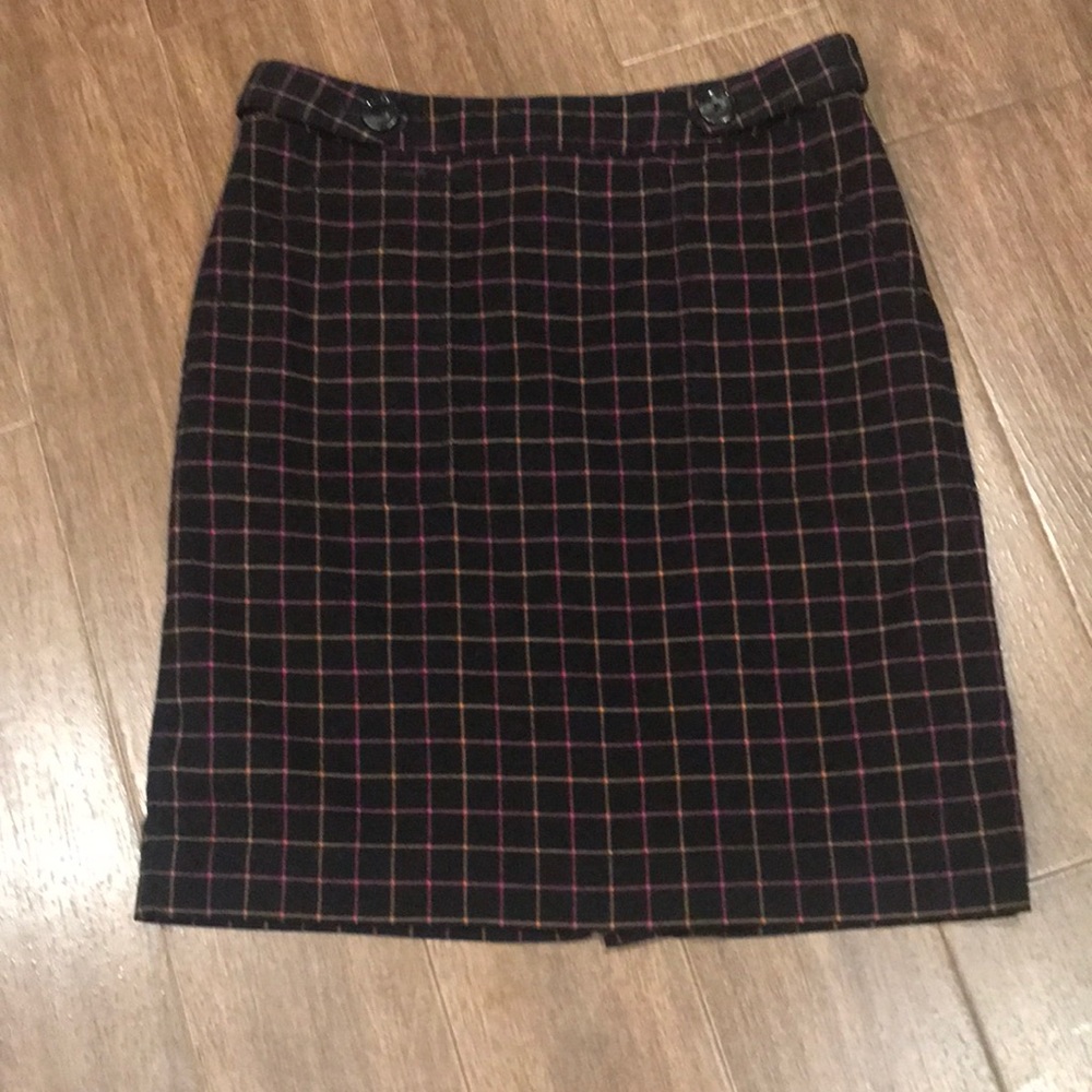 Black Plaid Skirt with Dark Pink & Light Orange
